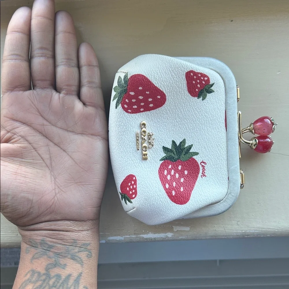 Coach White Coin Purse with Strawberry Design - Picture 5 of 5